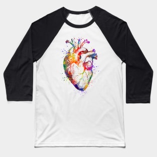 Anatomical Heart Watercolor Baseball T-Shirt